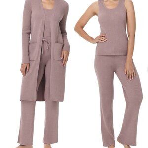 Brown (Bark) 3 Pc Ribbed Lounge Set